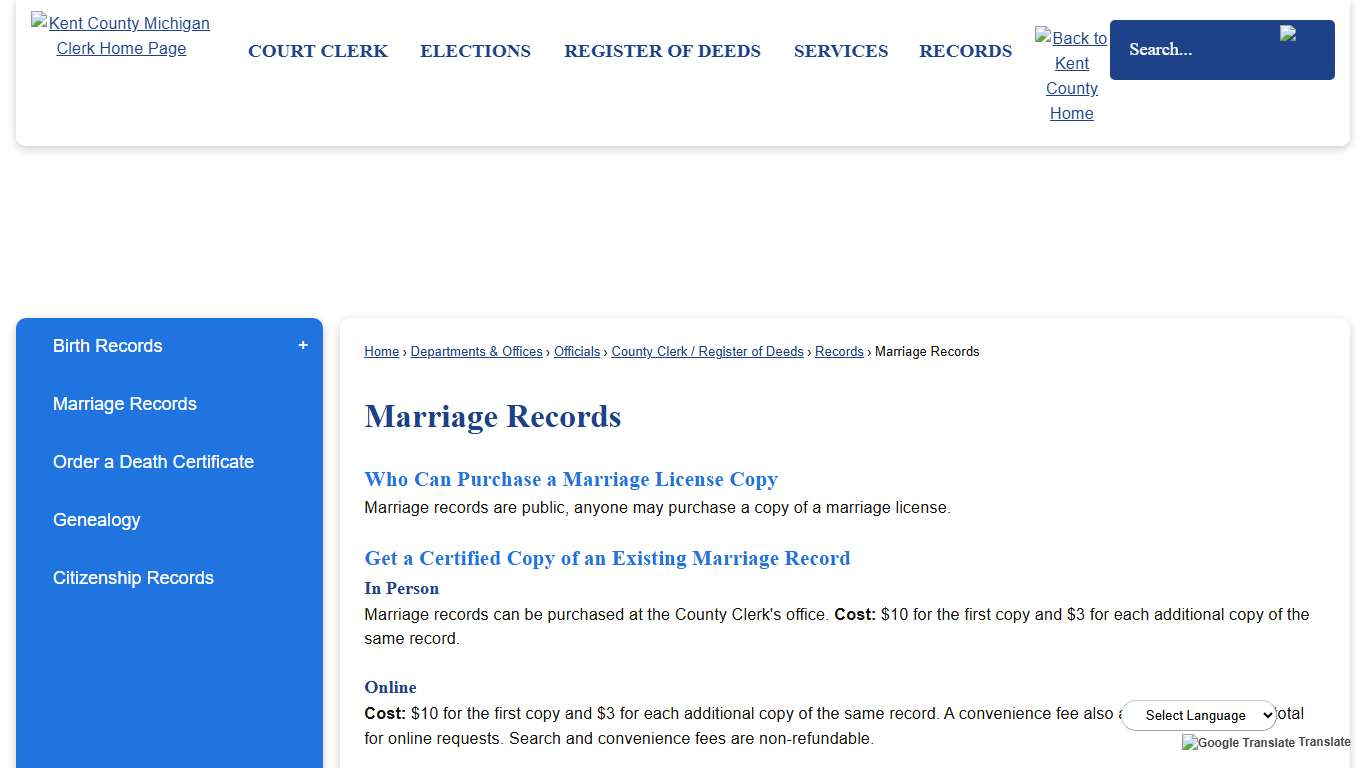 Marriage Records | Kent County, MI